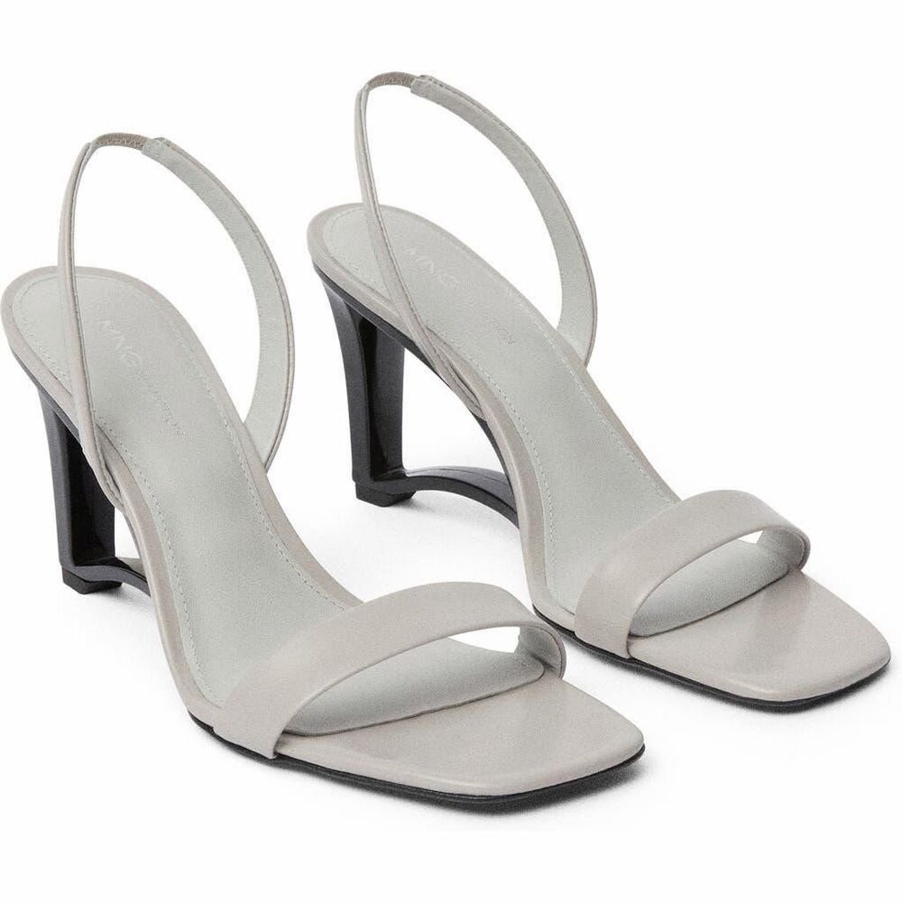 MNG by Mango $199 Leather Slingback Wedge Heels White EUR 36 NEW